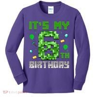 Birthday Boy It'S My 6th Birthday Video Game Pixel Kids Long Sleeve Shirt thumb 0
