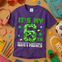 Birthday Boy It'S My 6th Birthday Video Game Pixel Kids T-Shirt thumb 3