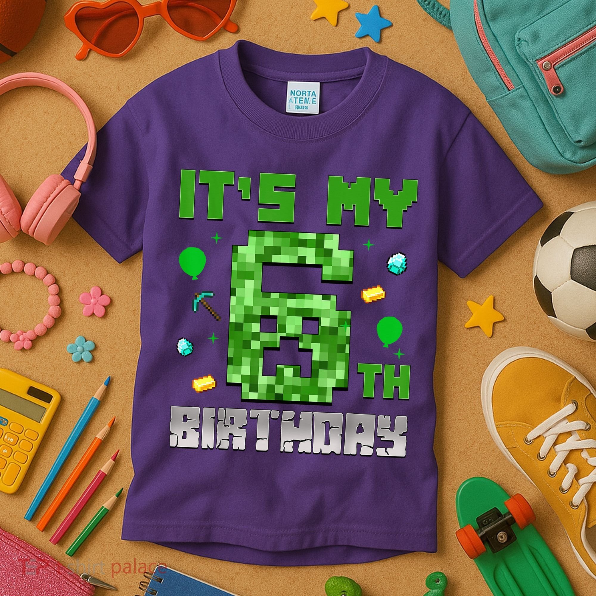 Birthday Boy It'S My 6th Birthday Video Game Pixel Kids T-Shirt