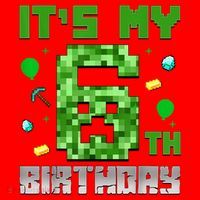 Birthday Boy It'S My 6th Birthday Video Game Pixel Santa Hat thumb 1