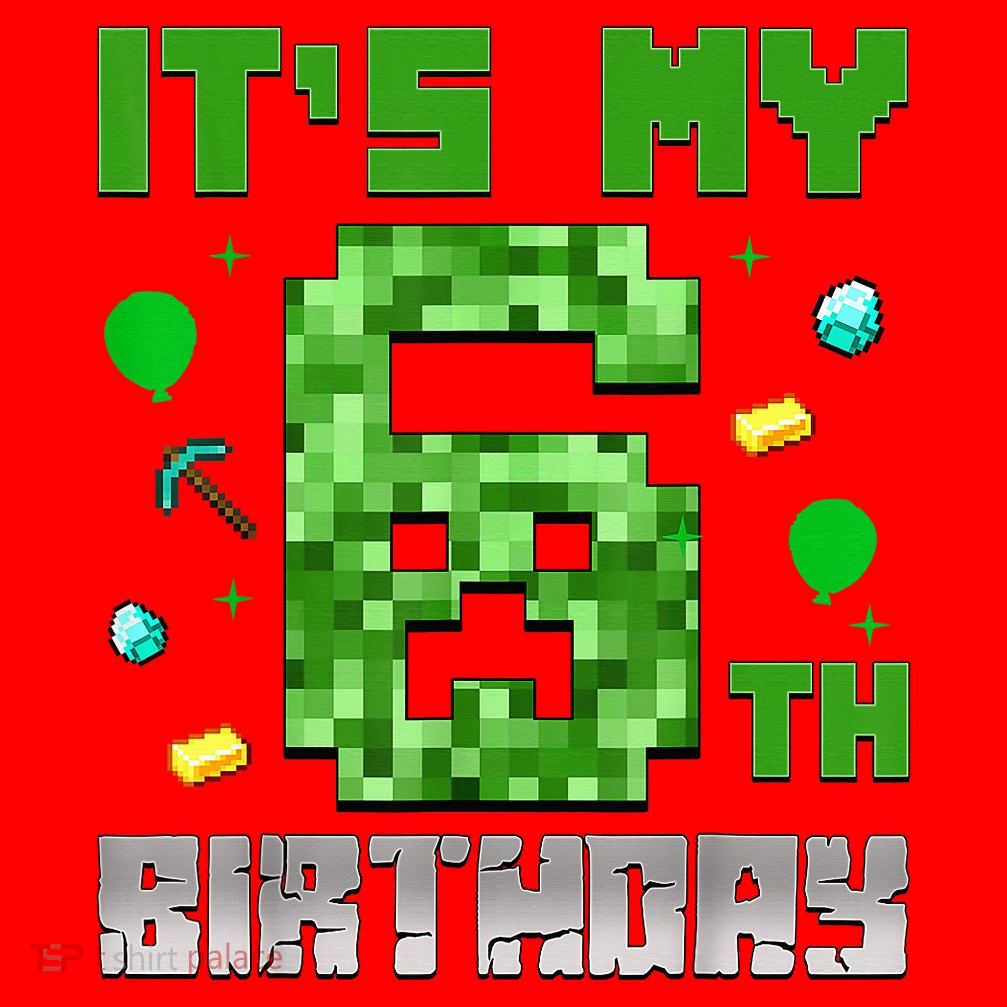Birthday Boy It'S My 6th Birthday Video Game Pixel Santa Hat