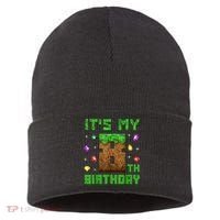 Birthday Boy It'S My 8th Birthday Gamer Pixel Number Sustainable Knit Beanie thumb 0