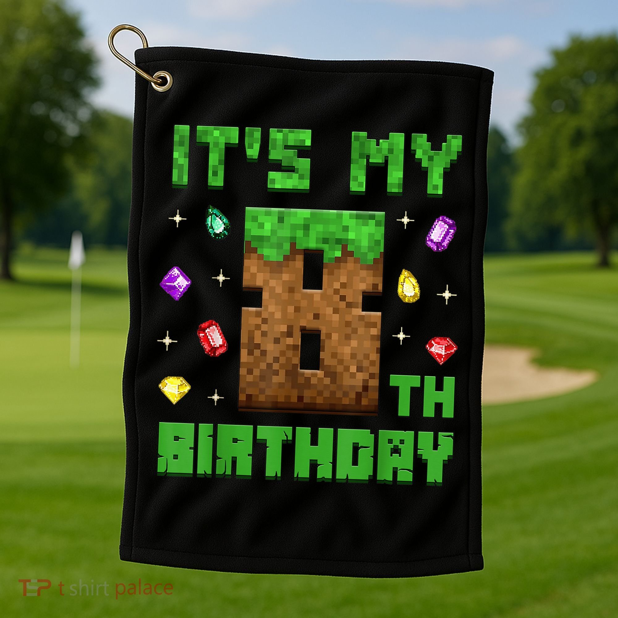 Birthday Boy It'S My 8th Birthday Gamer Pixel Number Golf Towel