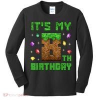 Birthday Boy It'S My 8th Birthday Gamer Pixel Number Kids Long Sleeve Shirt thumb 0