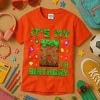 Birthday Boy It'S My 8th Birthday Gamer Pixel Number Kids T-Shirt thumb 3