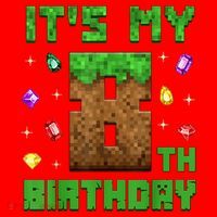 Birthday Boy It'S My 8th Birthday Gamer Pixel Number Santa Hat thumb 1