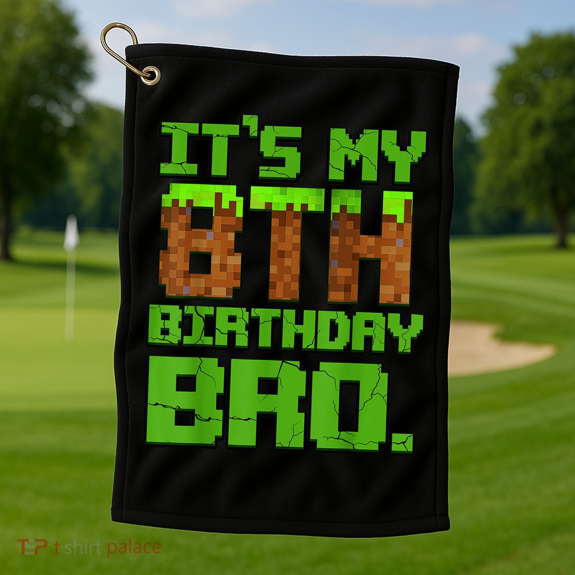 Birthday Boy It'S My 8th Birthday Gamer Pixel Number Golf Towel