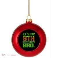 Birthday Boy It'S My 8th Birthday Gamer Pixel Number Plastic Christmas Ball Ornament thumb 0
