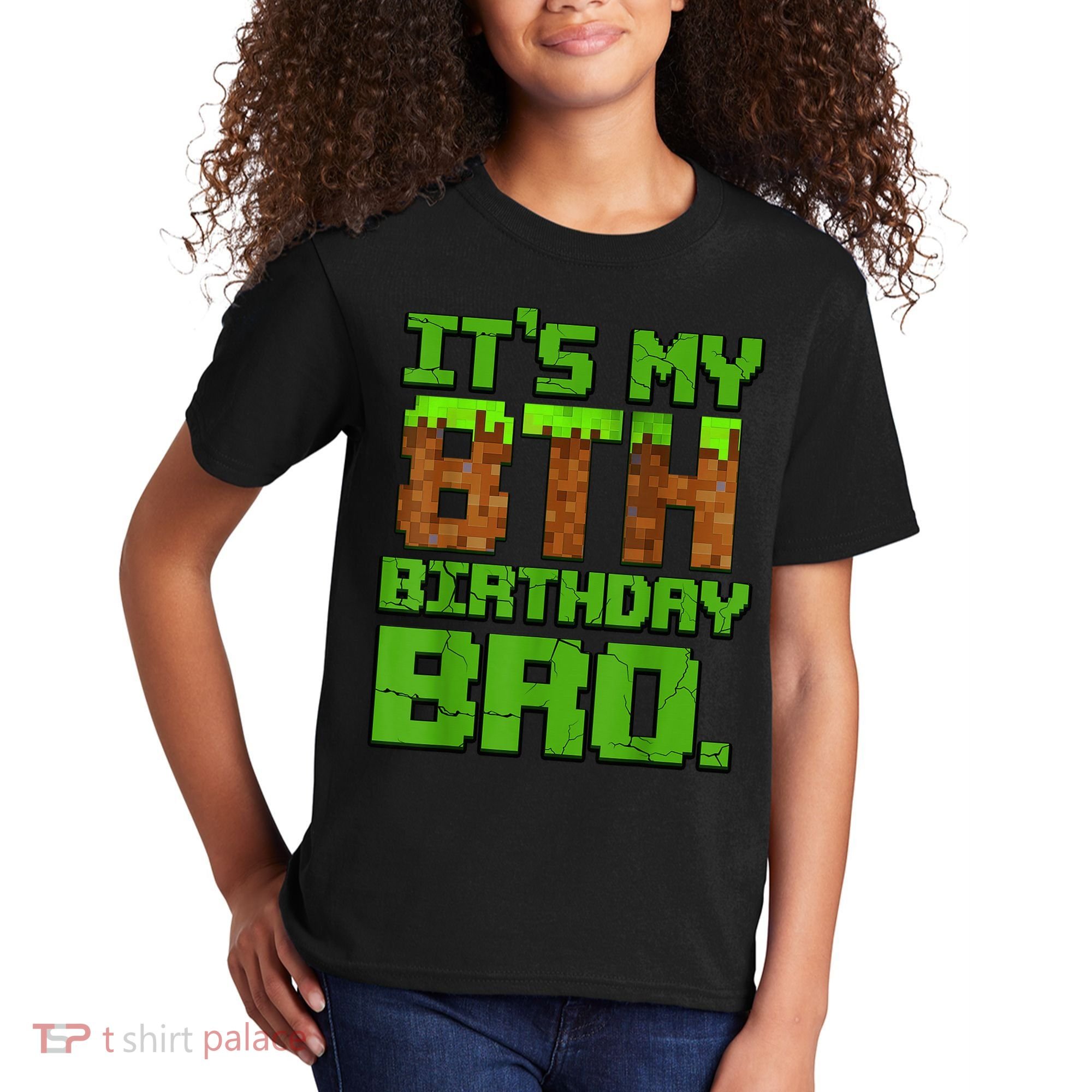 Birthday Boy It'S My 8th Birthday Gamer Pixel Number Kids T-Shirt