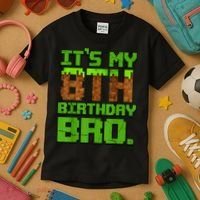Birthday Boy It'S My 8th Birthday Gamer Pixel Number Kids T-Shirt thumb 3