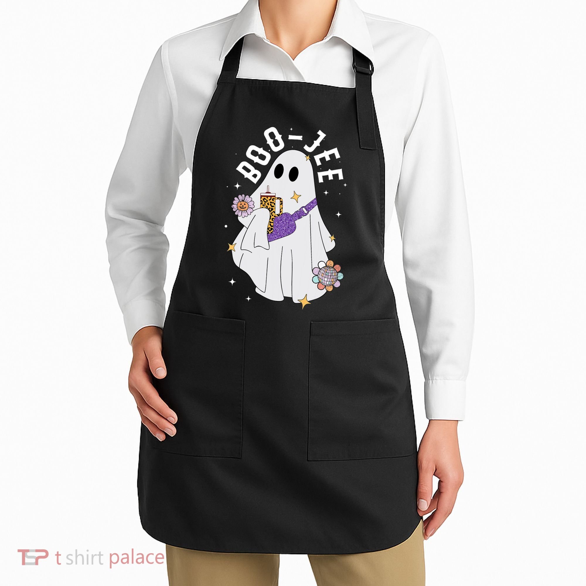 Boujee Boo Jee Spooky Season Cute Ghost Halloween Costume Apron