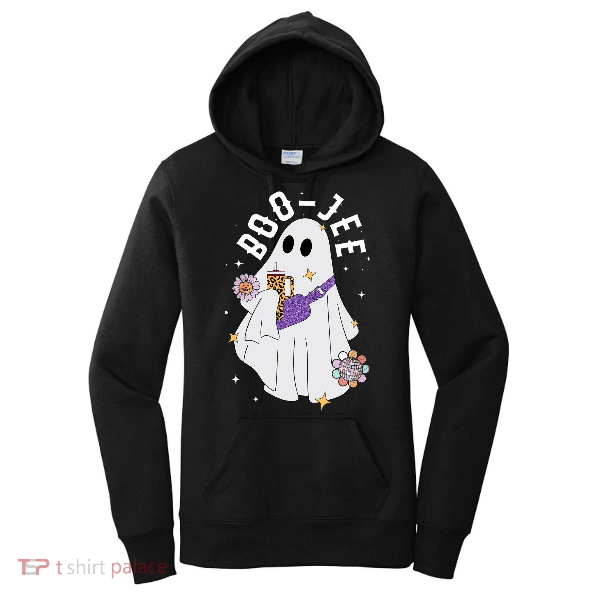 Boujee Boo Jee Spooky Season Cute Ghost Halloween Costume Women's Hoodie