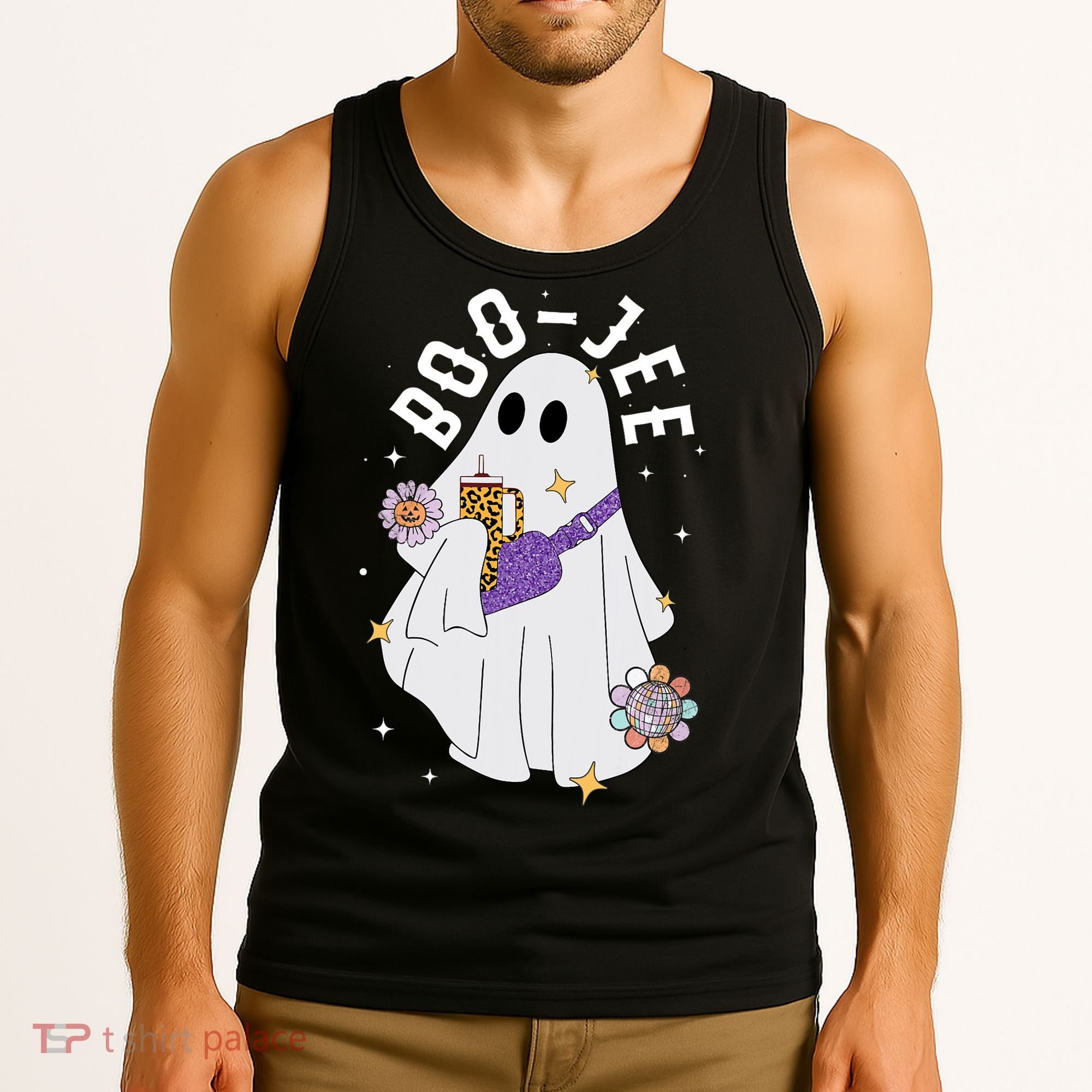Boujee Boo Jee Spooky Season Cute Ghost Halloween Costume Tank Top