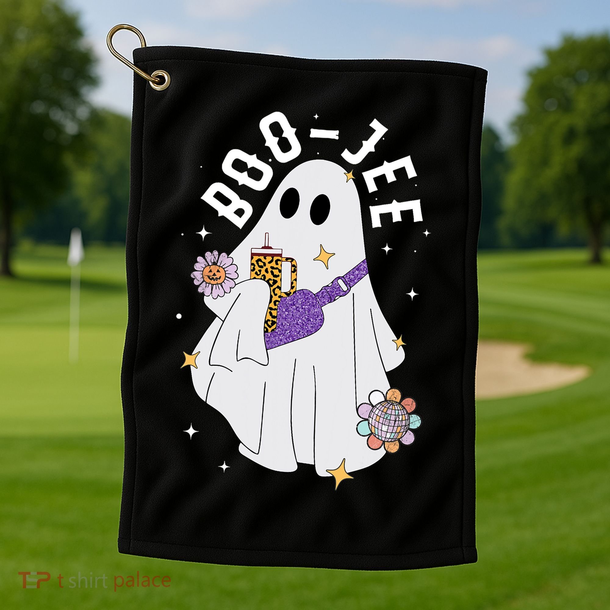 Boujee Boo Jee Spooky Season Cute Ghost Halloween Costume Golf Towel