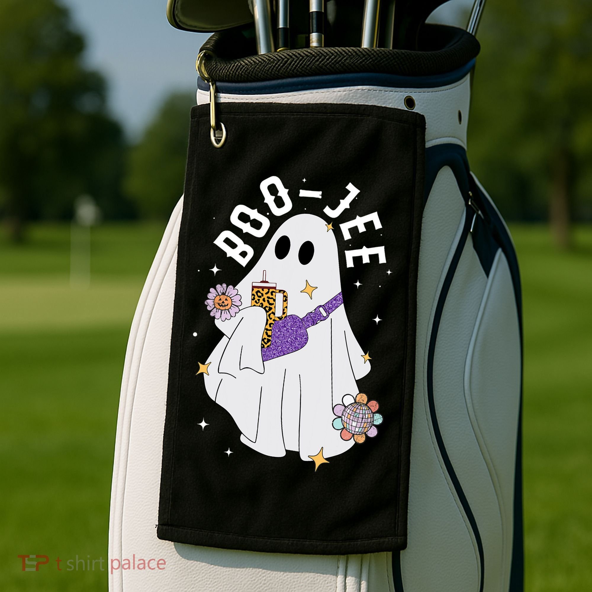 Boujee Boo Jee Spooky Season Cute Ghost Halloween Costume Golf Towel