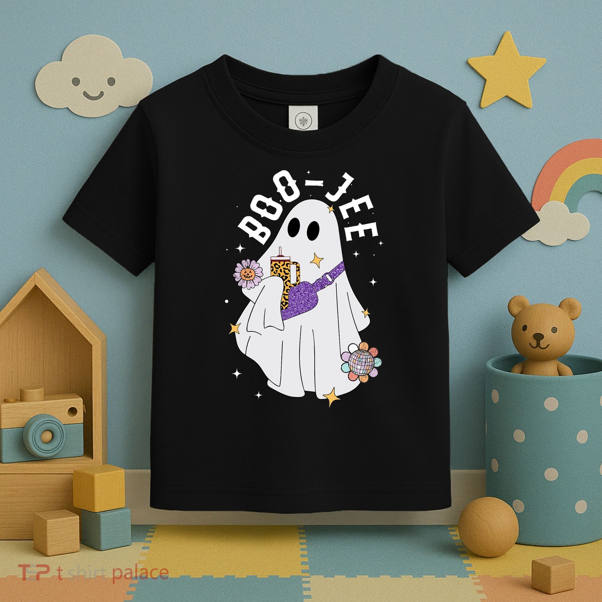 Boujee Boo Jee Spooky Season Cute Ghost Halloween Costume Toddler T-Shirt