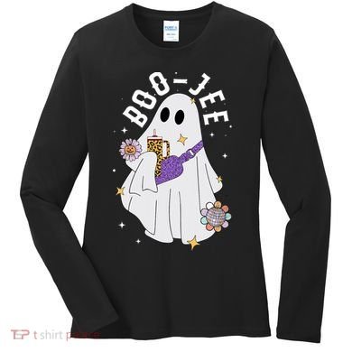 Boujee Boo Jee Spooky Season Cute Ghost Halloween Costume Women's Long Sleeve Shirt