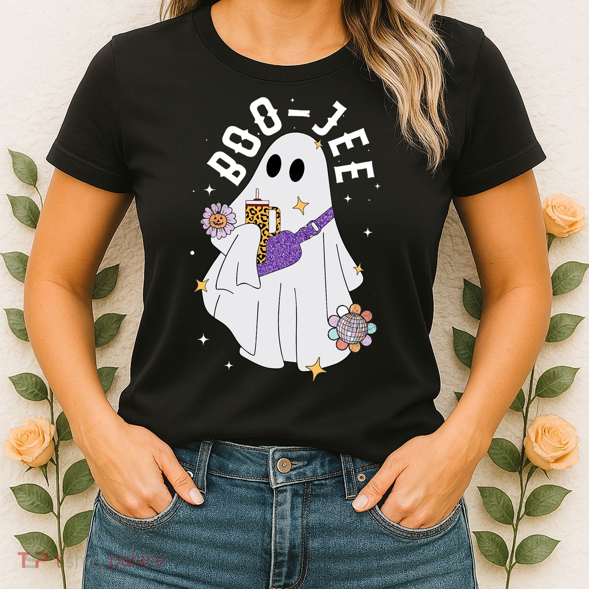 Boujee Boo Jee Spooky Season Cute Ghost Halloween Costume Women's T-Shirt