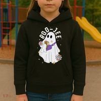 Boujee Boo Jee Spooky Season Cute Ghost Halloween Costume Kids Hoodie thumb 3