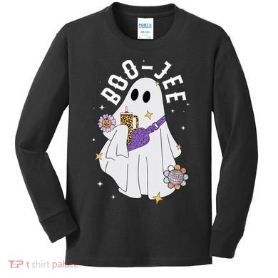 Boujee Boo Jee Spooky Season Cute Ghost Halloween Costume Kids Long Sleeve Shirt