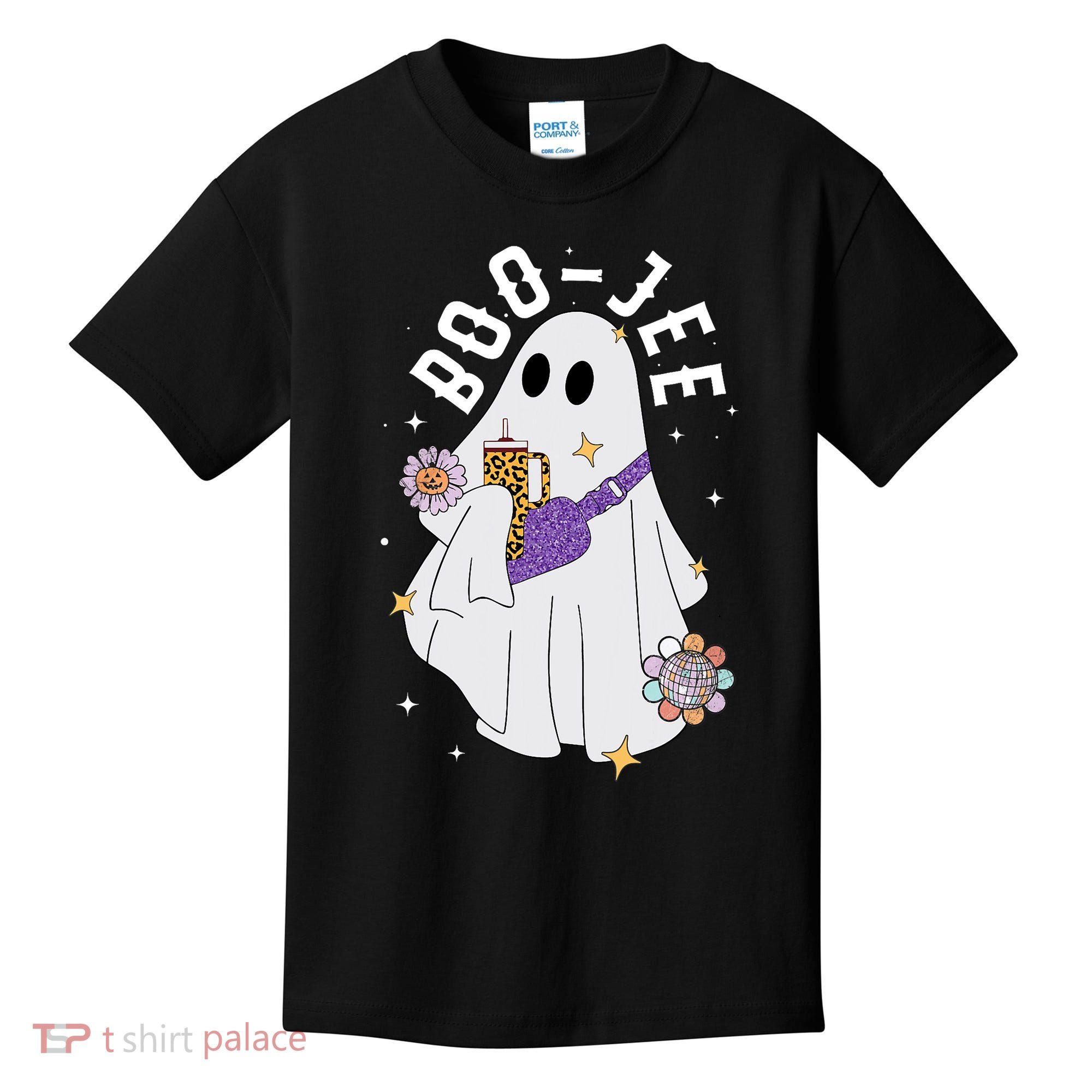 Boujee Boo Jee Spooky Season Cute Ghost Halloween Costume Kids T-Shirt
