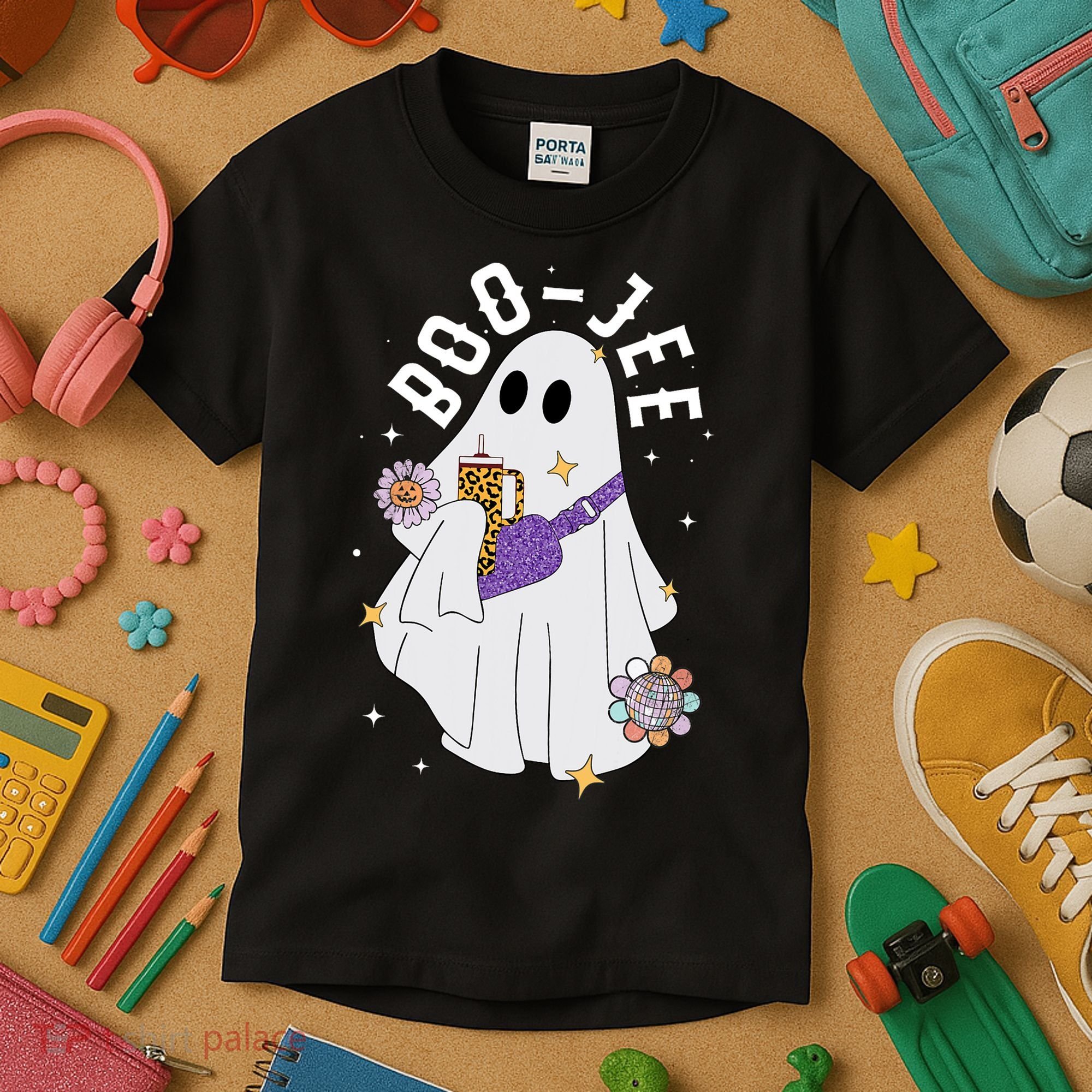 Boujee Boo Jee Spooky Season Cute Ghost Halloween Costume Kids T-Shirt