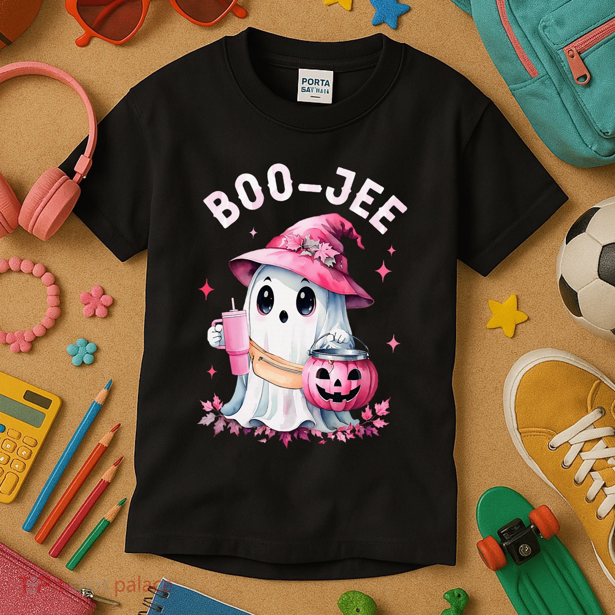 Boujee Boo Jee Spooky Ghost Halloween Pumpkin Costumes Kids T-Shirt