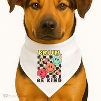 Bruh Be Kind Funny Orange Anti Bullying Unity Day USA-Made Doggie Bandana thumb 1