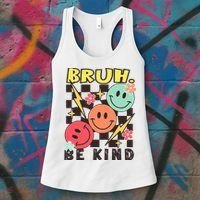 Bruh Be Kind Funny Orange Anti Bullying Unity Day Women's Tank Top thumb 3