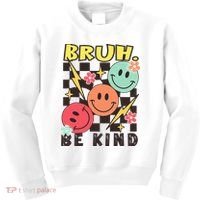 Bruh Be Kind Funny Orange Anti Bullying Unity Day Kids Sweatshirt thumb 0