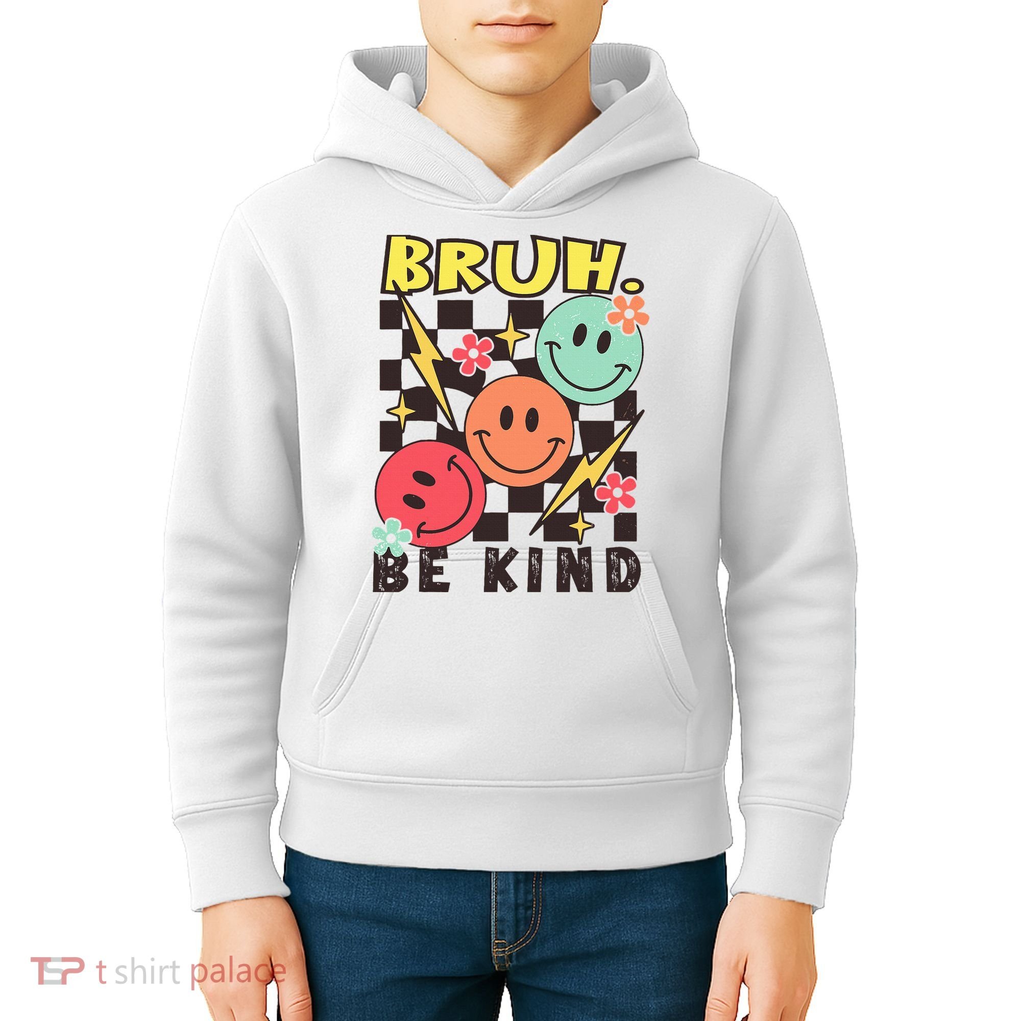 Bruh Be Kind Funny Orange Anti Bullying Unity Day Kids Hoodie