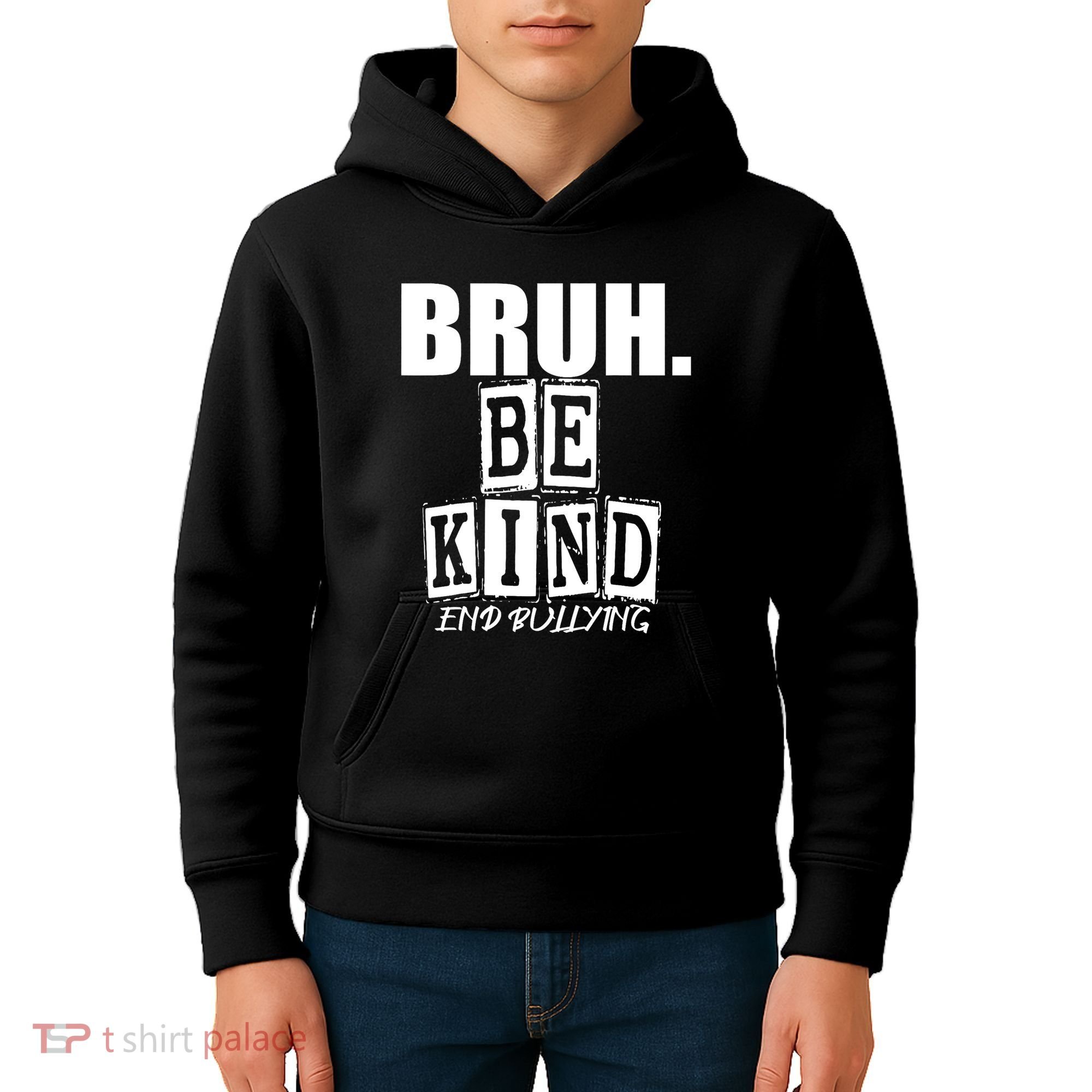 Bruh Be Kind Funny Orange Anti Bullying Unity Day Kids Hoodie