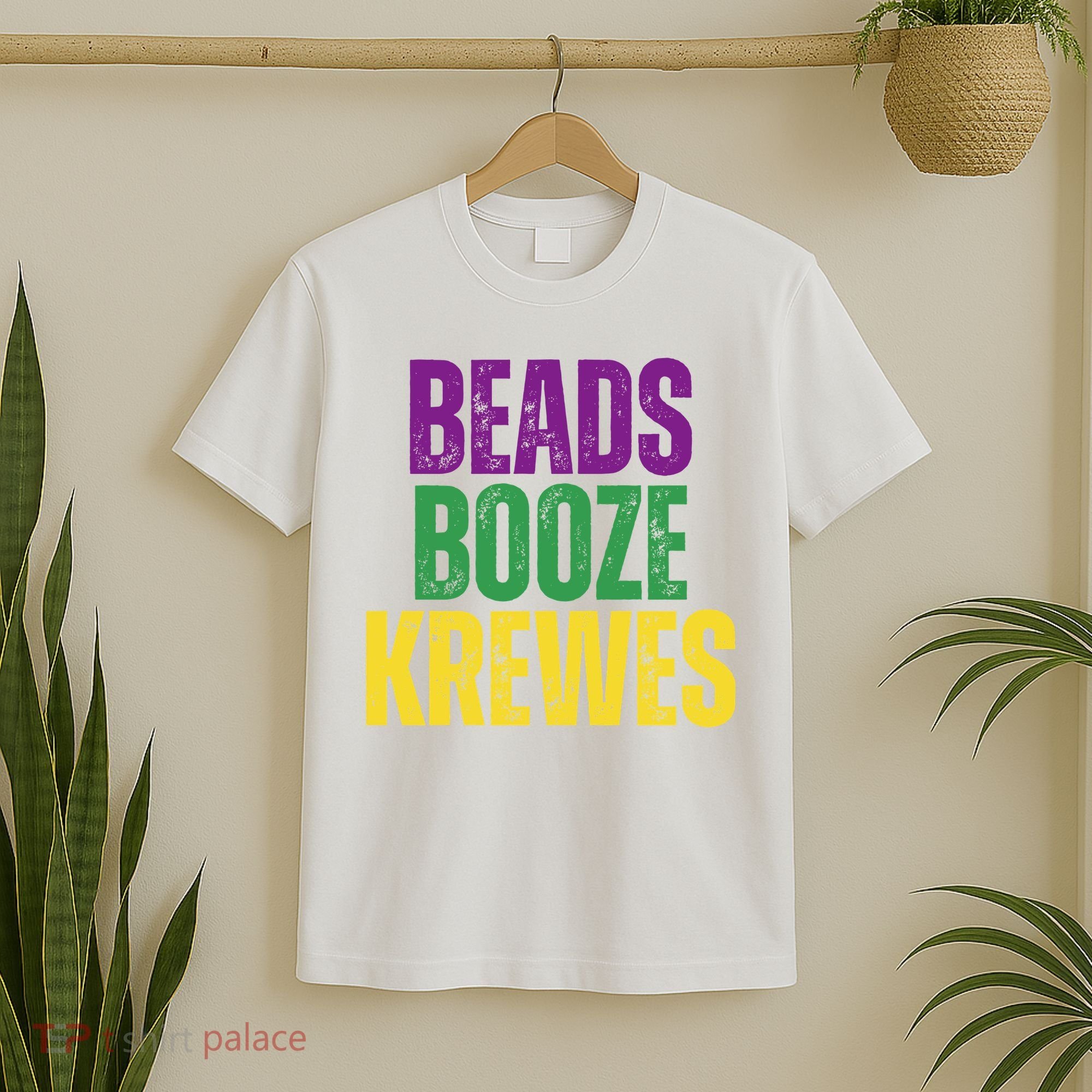 Beads Booze Krewes Mardi Gras Vintage T-Shirt