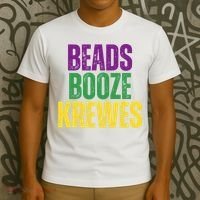 Beads Booze Krewes Mardi Gras Vintage T-Shirt thumb 3