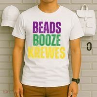 Beads Booze Krewes Mardi Gras Vintage T-Shirt thumb 6