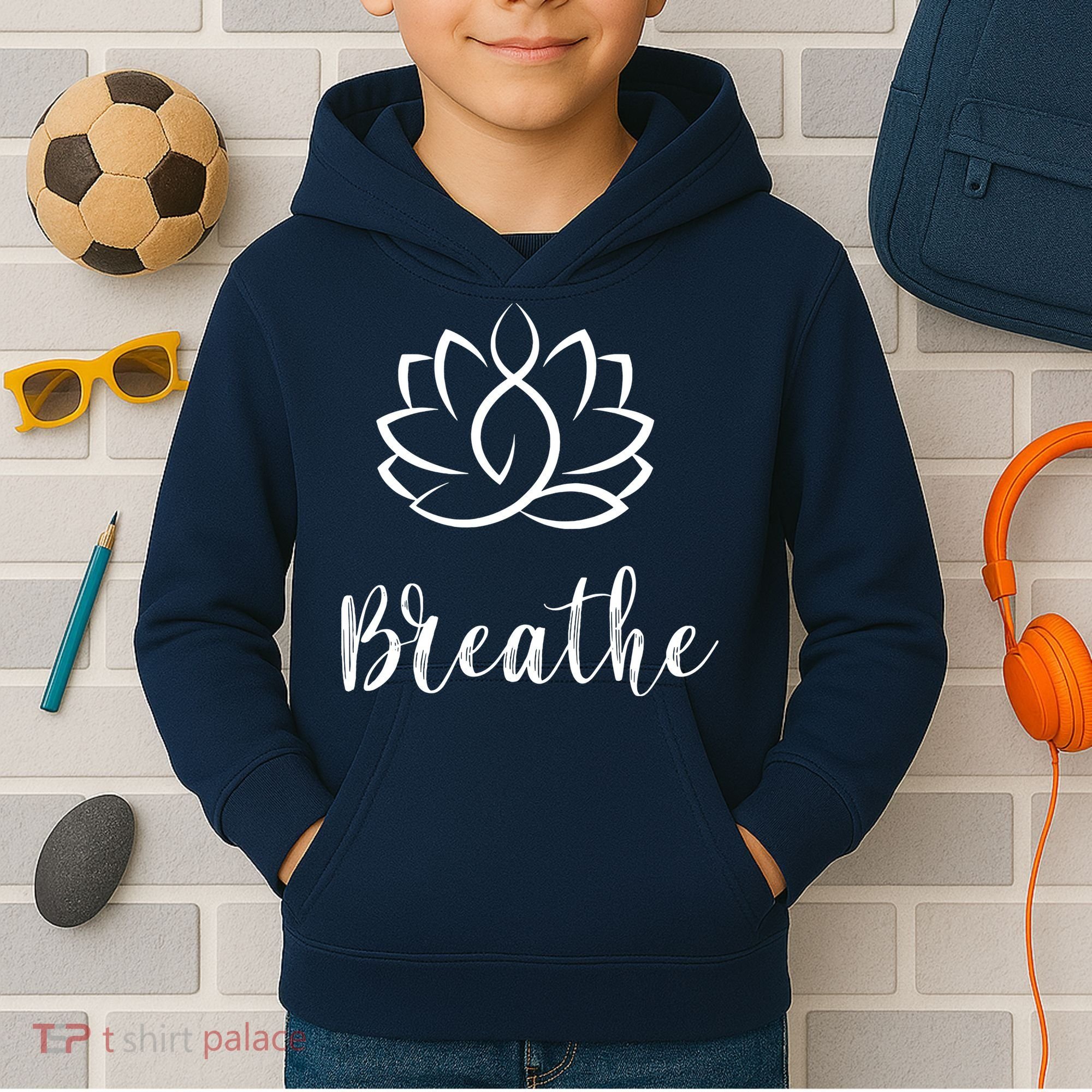 Breathe Buddha Lotus Flower Meditation Yoga Kids Hoodie