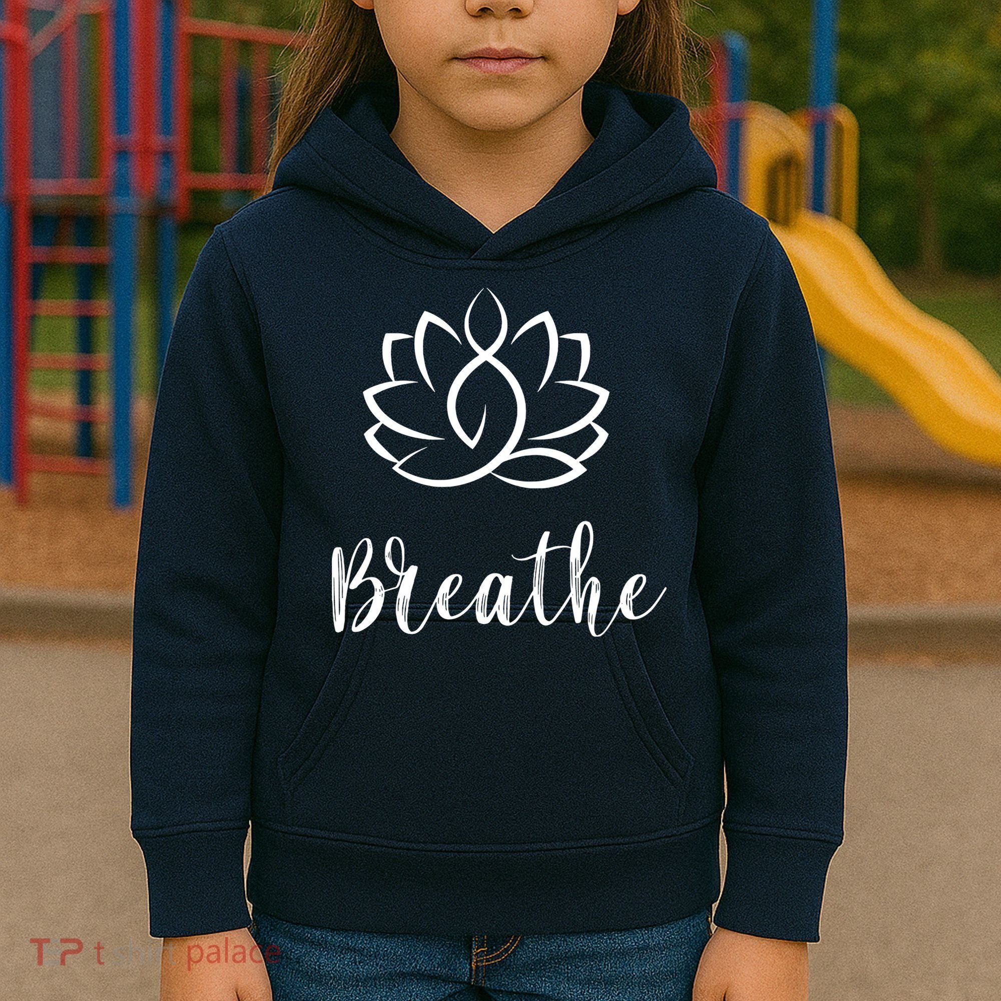 Breathe Buddha Lotus Flower Meditation Yoga Kids Hoodie