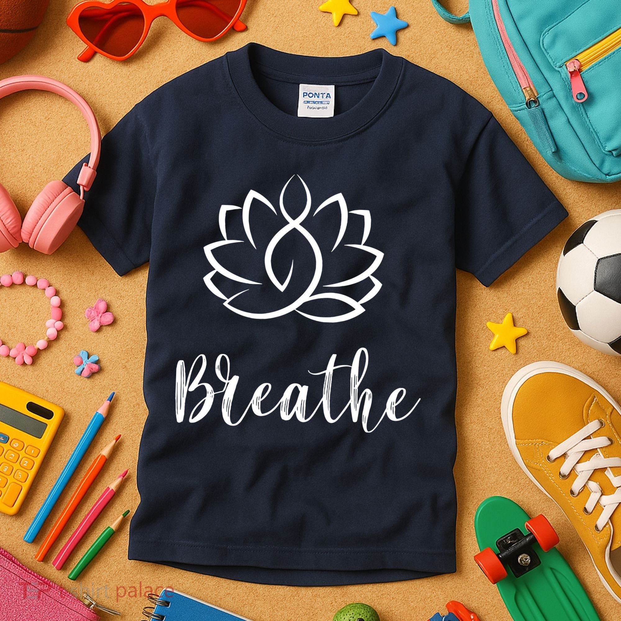 Breathe Buddha Lotus Flower Meditation Yoga Kids T-Shirt