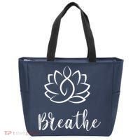Breathe Buddha Lotus Flower Meditation Yoga Tote Bag thumb 0