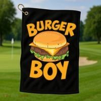 Burger Boy Loves Cheeseburger And Hamburger Gift Golf Towel thumb 1
