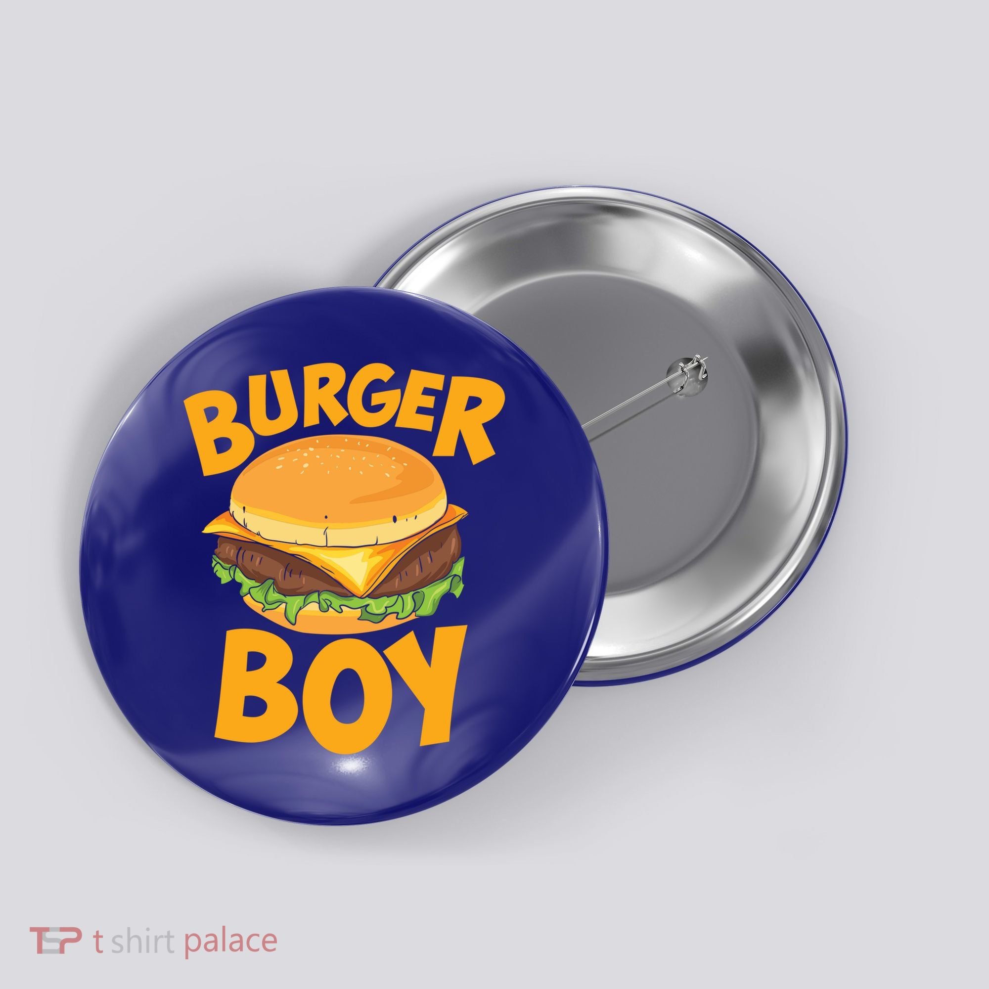 Burger Boy Loves Cheeseburger And Hamburger Gift Button