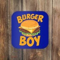 Burger Boy Loves Cheeseburger And Hamburger Gift Coaster thumb 0