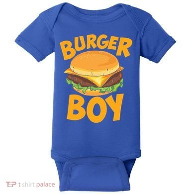 Burger Boy Loves Cheeseburger And Hamburger Gift Baby Bodysuit
