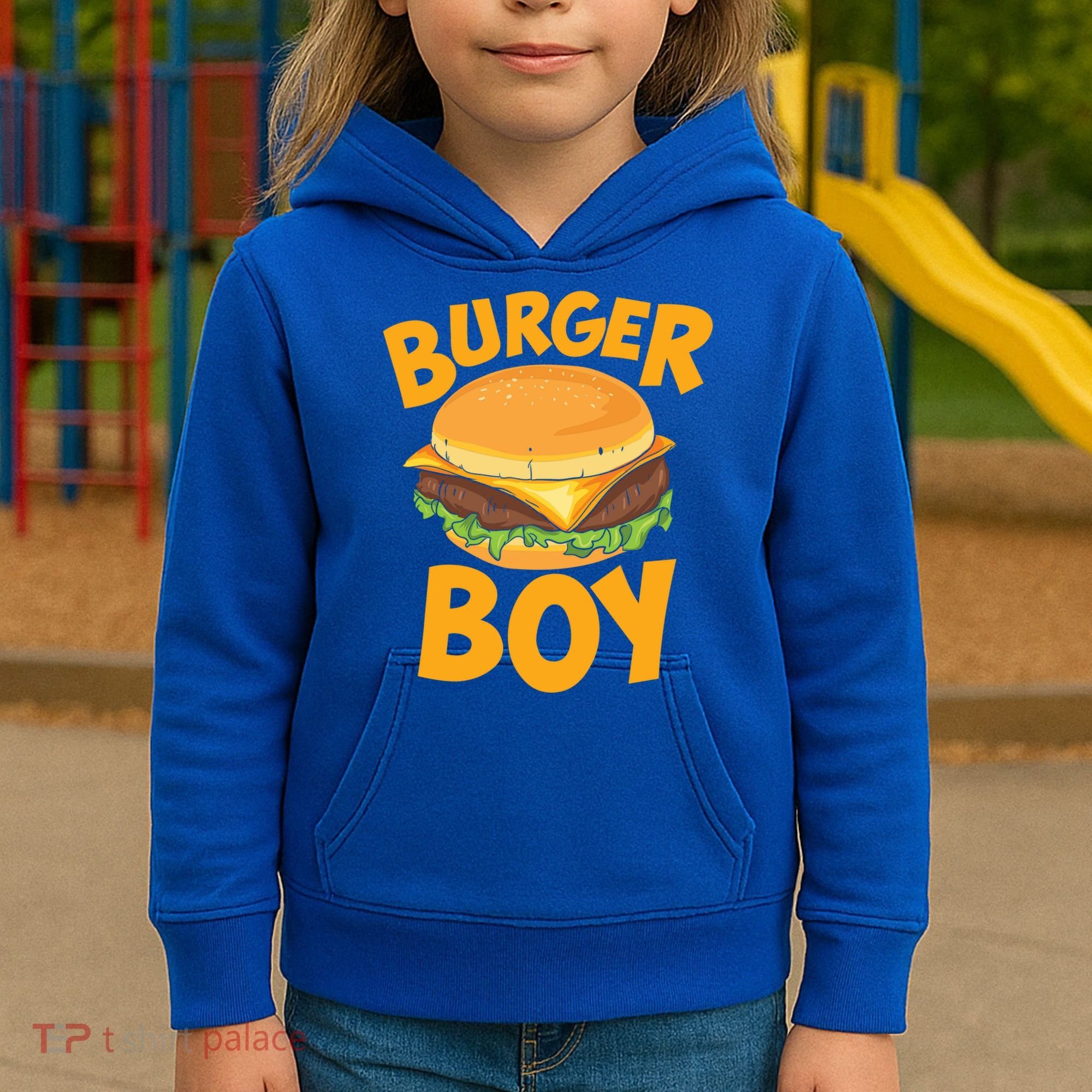 Burger Boy Loves Cheeseburger And Hamburger Gift Kids Hoodie