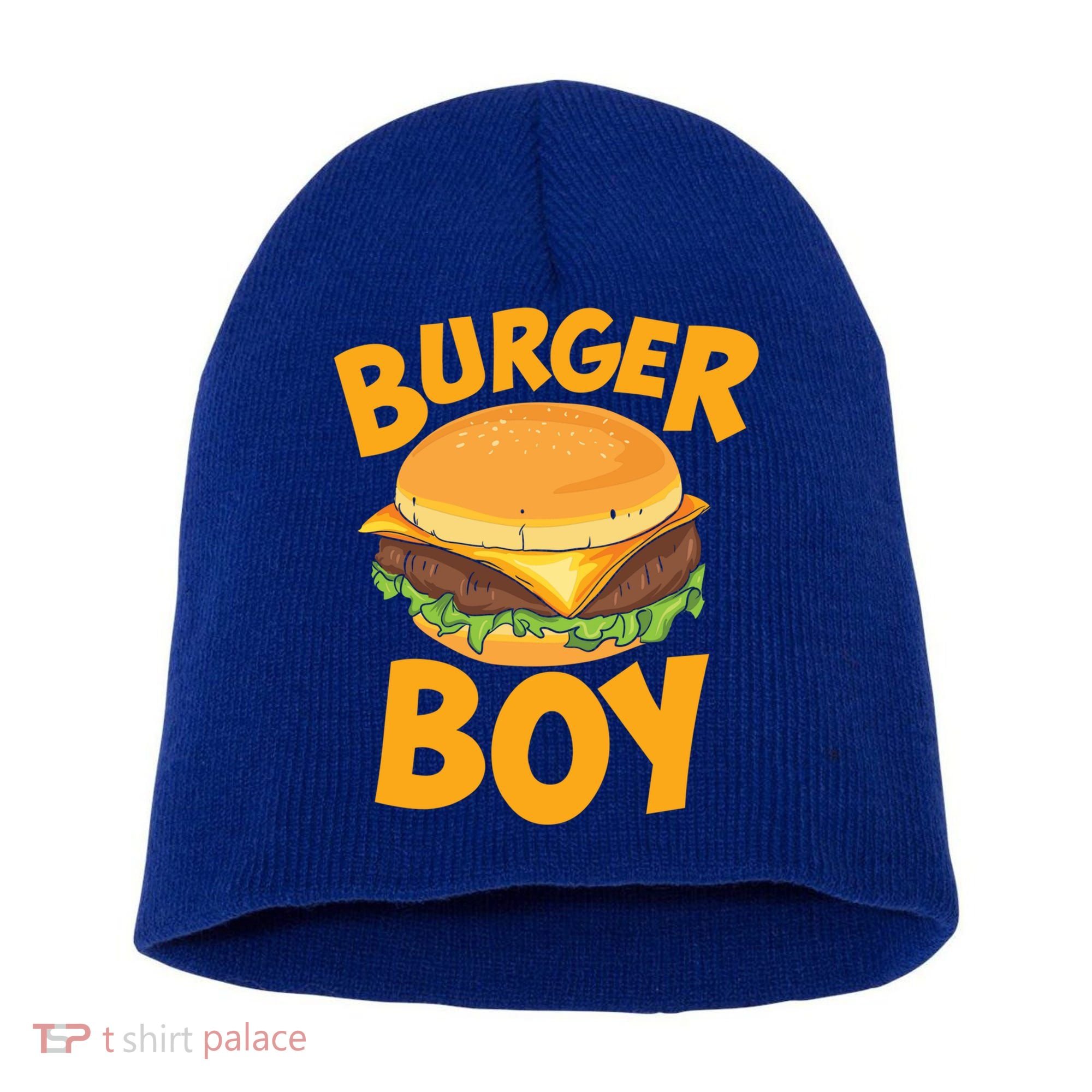 Burger Boy Loves Cheeseburger And Hamburger Gift Short Acrylic Beanie