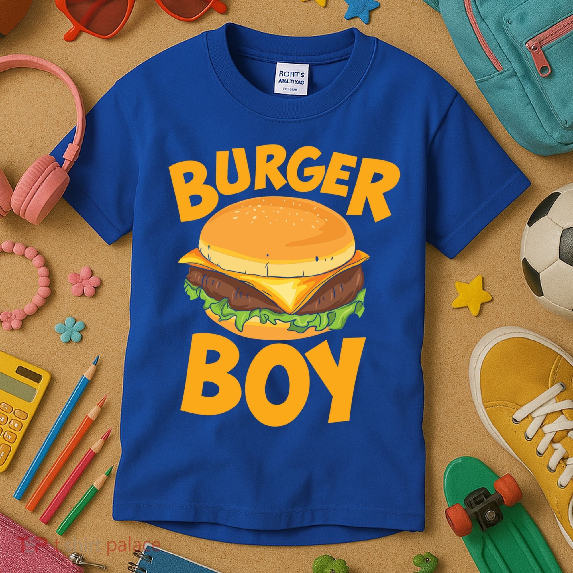 Burger Boy Loves Cheeseburger And Hamburger Gift Kids T-Shirt