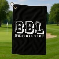 Bad Bitches Lift Heavy Gym Workout Motivation Golf Towel thumb 1