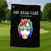 Big Bear Lake California Usa Ski And Snowboard Unicorn Great Gift Golf Towel thumb 1