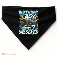 Birthday Boy Level 7 Unlocked Video Game Birthday Party USA-Made Doggie Bandana thumb 0