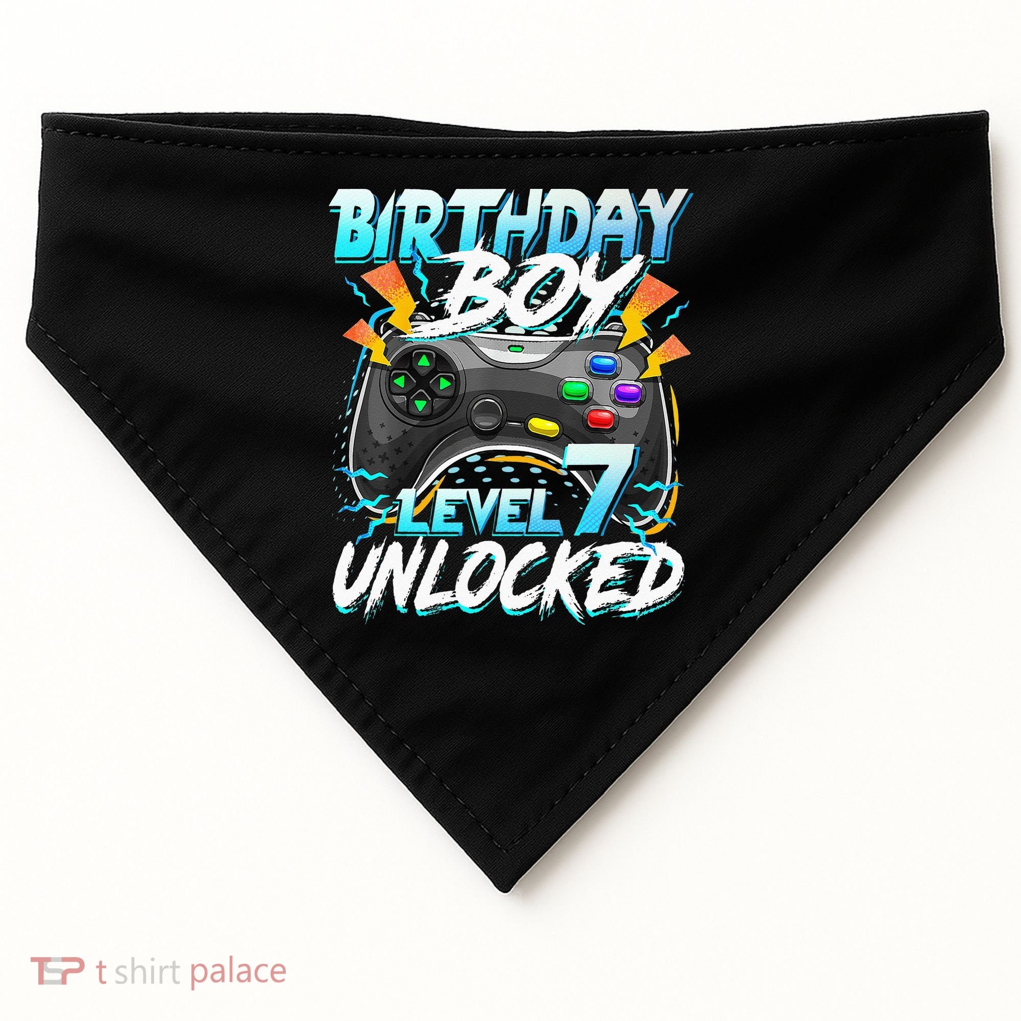 Birthday Boy Level 7 Unlocked Video Game Birthday Party USA-Made Doggie Bandana